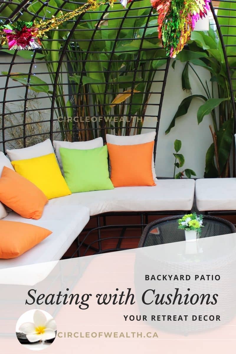 plants surrounding your seating area with cushions